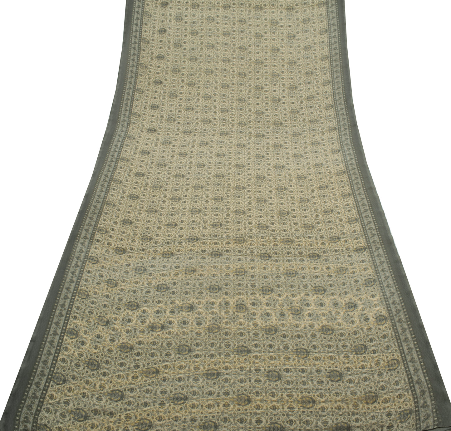 Sushila Vintage Cream Saree Blend Georgette Silk Printed Floral Craft Fabric