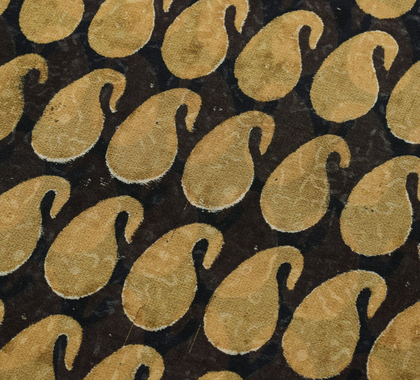 Sushila Vintage Black Saree 100%Pure Georgette Silk Printed Paisley Craft Fabric