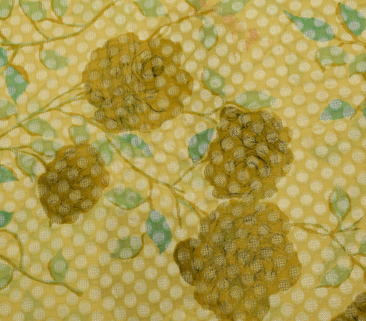 Sushila Vintage Green Saree 100% Pure Georgette Silk Printed Floral Craft Fabric