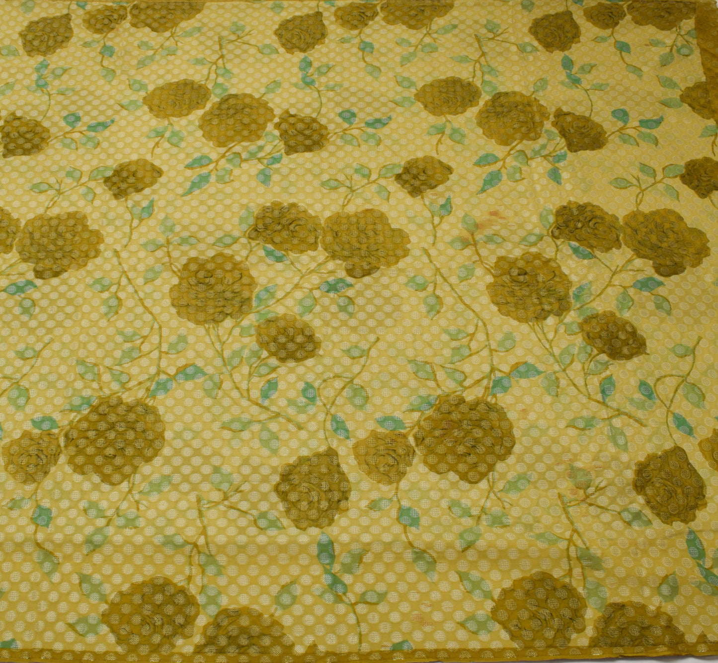 Sushila Vintage Green Saree 100% Pure Georgette Silk Printed Floral Craft Fabric