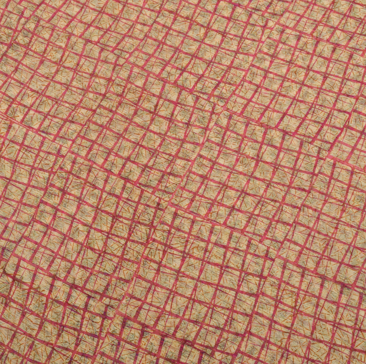 Sushila Vintage Cream Saree 100% Pure Georgette Silk Printed Checks Craft Fabric