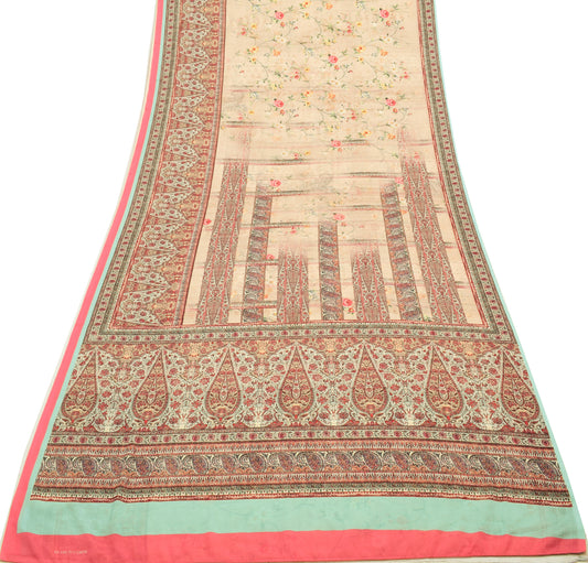 Sushila Vintage Branded Saree Blend Georgette Silk Printed Floral Craft Fabric