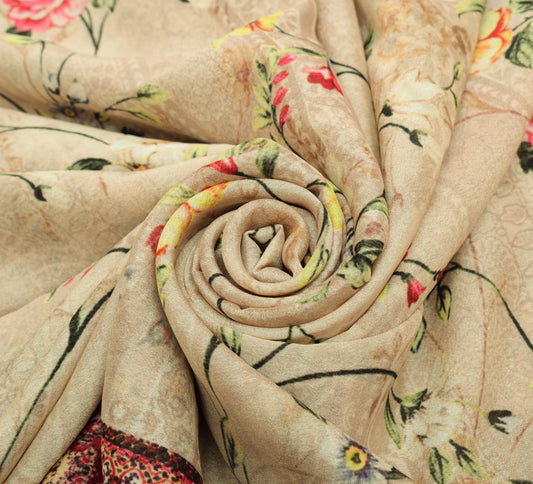 Sushila Vintage Branded Saree Blend Georgette Silk Printed Floral Craft Fabric