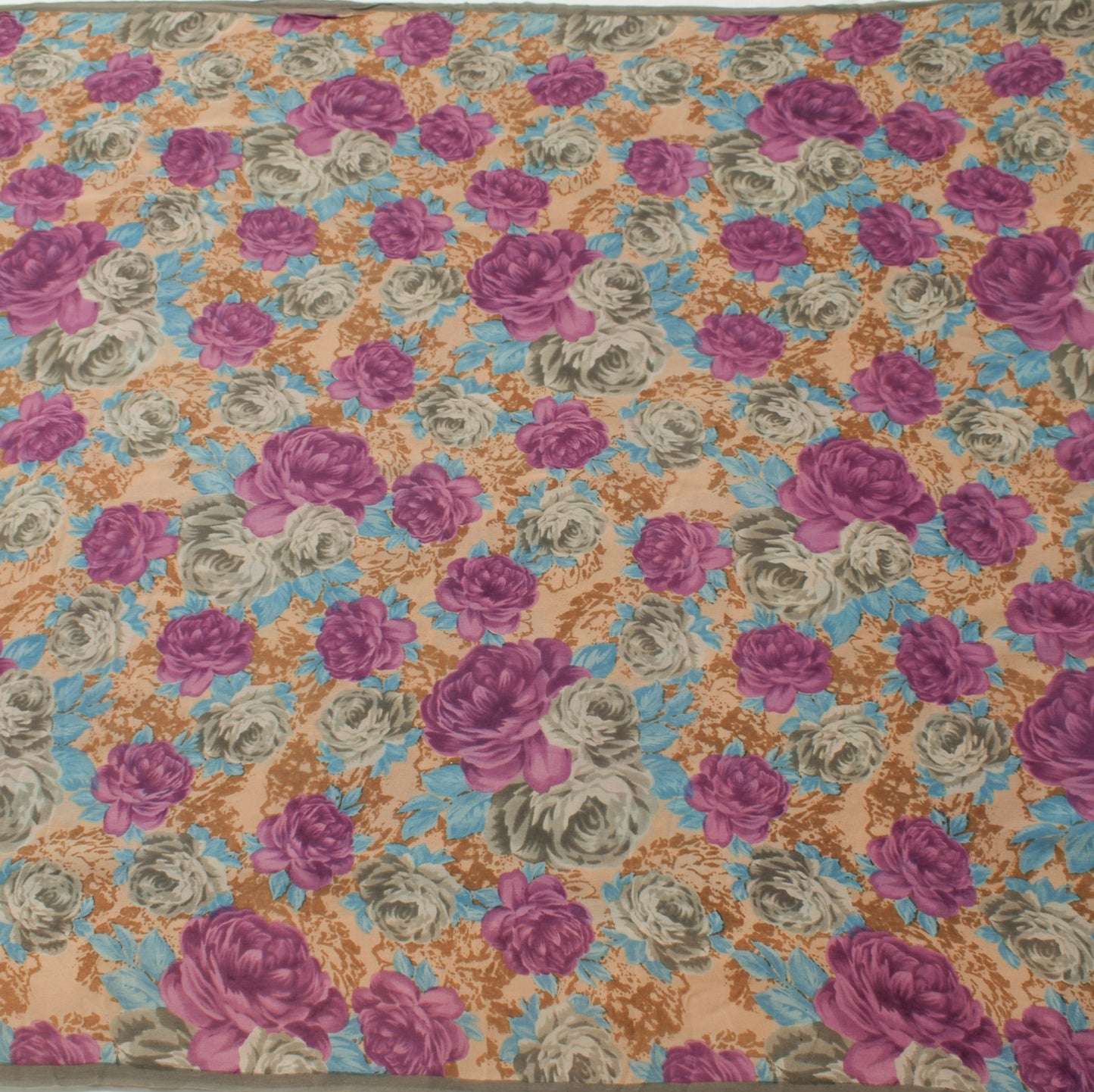 Sushila Vintage Saree 100%Pure Georgette Silk Printed Floral 5 Yard Craft Fabric