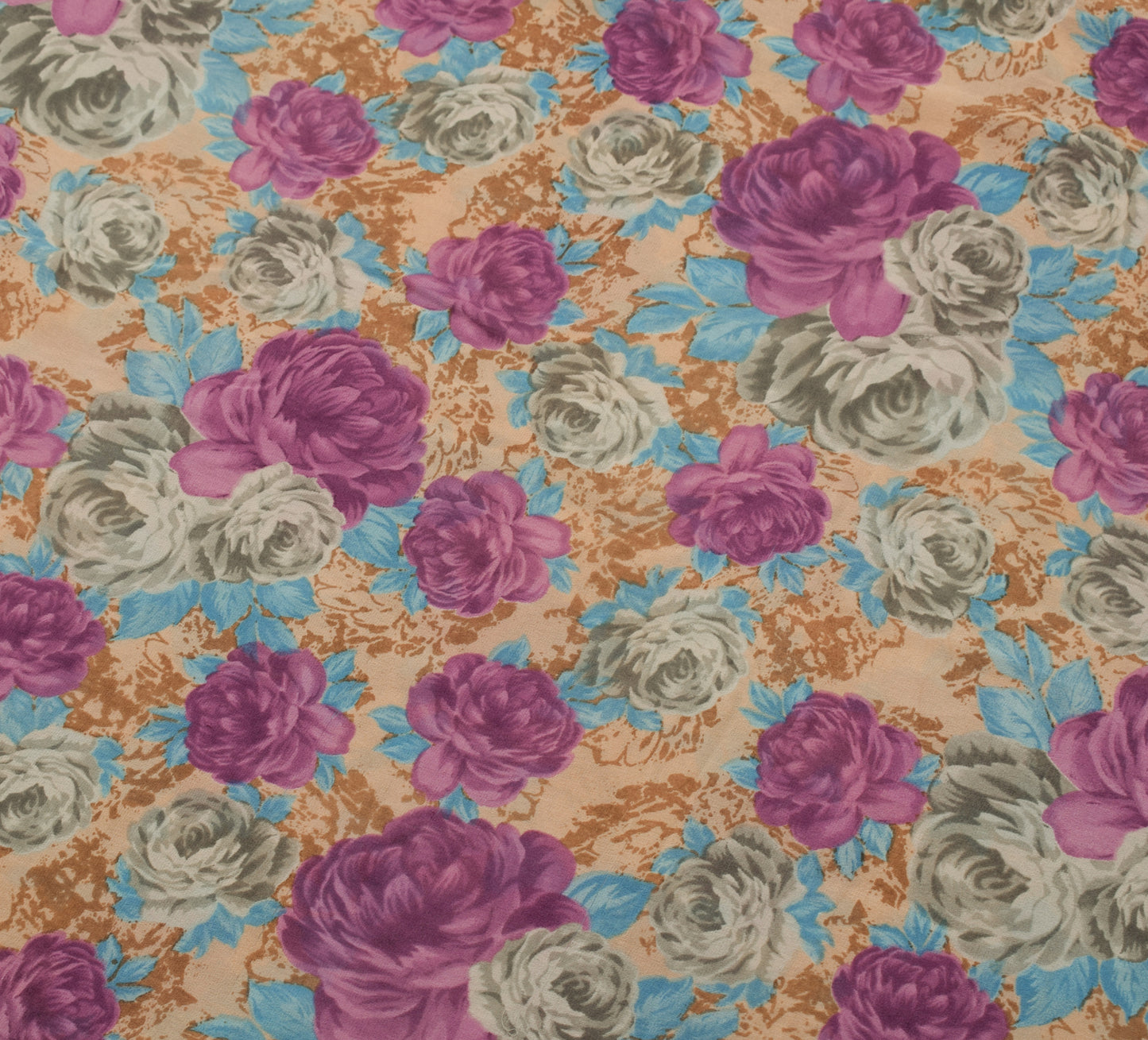 Sushila Vintage Saree 100%Pure Georgette Silk Printed Floral 5 Yard Craft Fabric