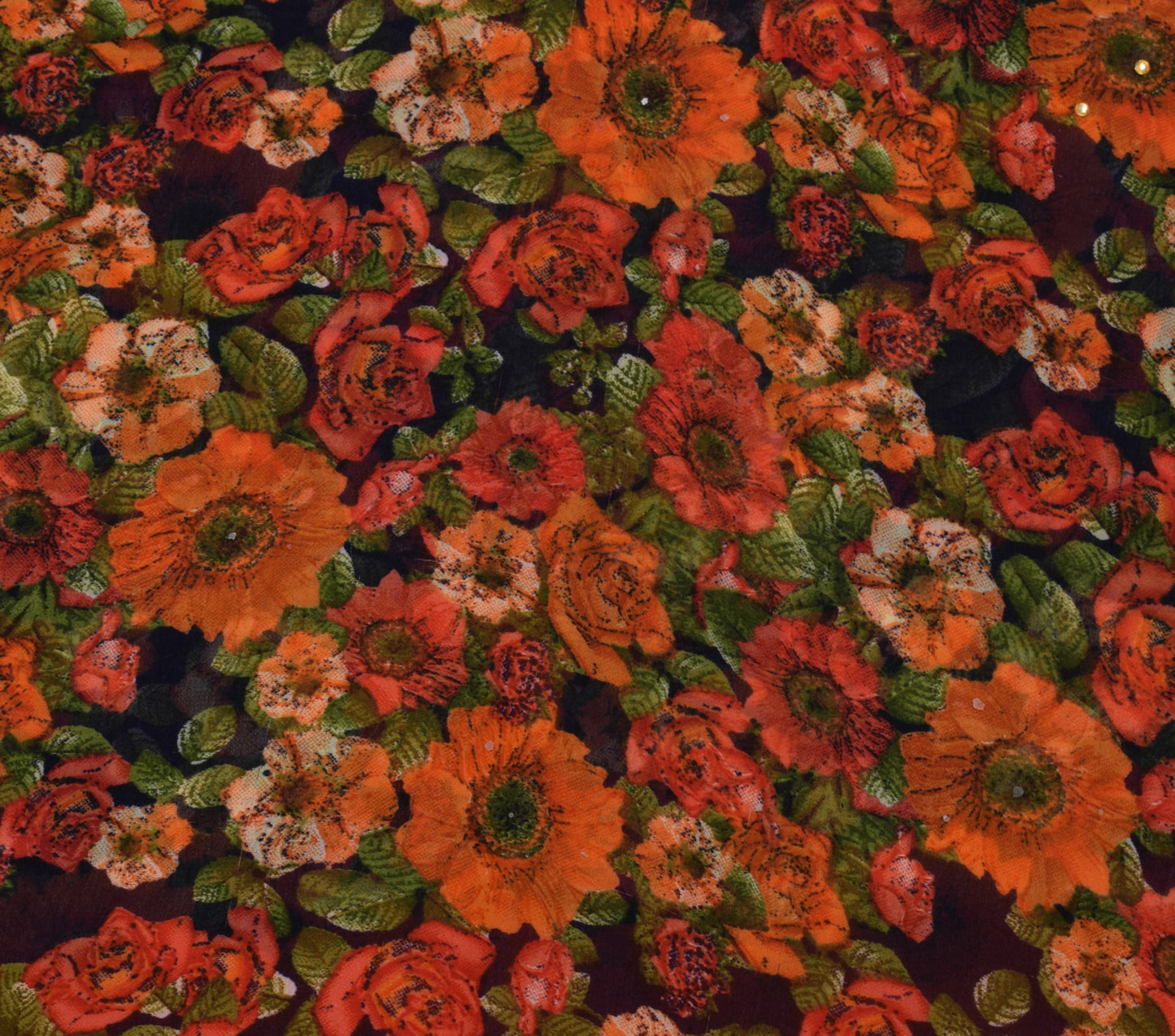 Sushila Vintage Saree Blend Georgette Silk Printed Floral 5 Yard Craft Fabric