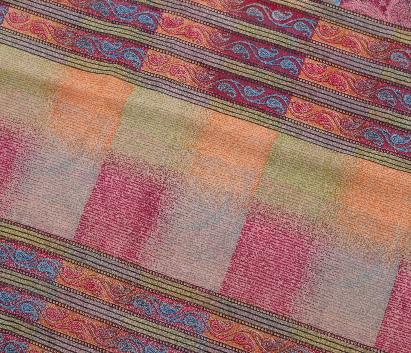 Sushila Vintage Saree Blend Georgette Silk Printed Paisley 5 Yard Craft Fabric