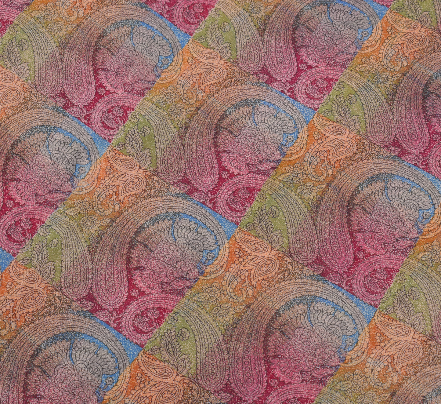 Sushila Vintage Saree Blend Georgette Silk Printed Paisley 5 Yard Craft Fabric