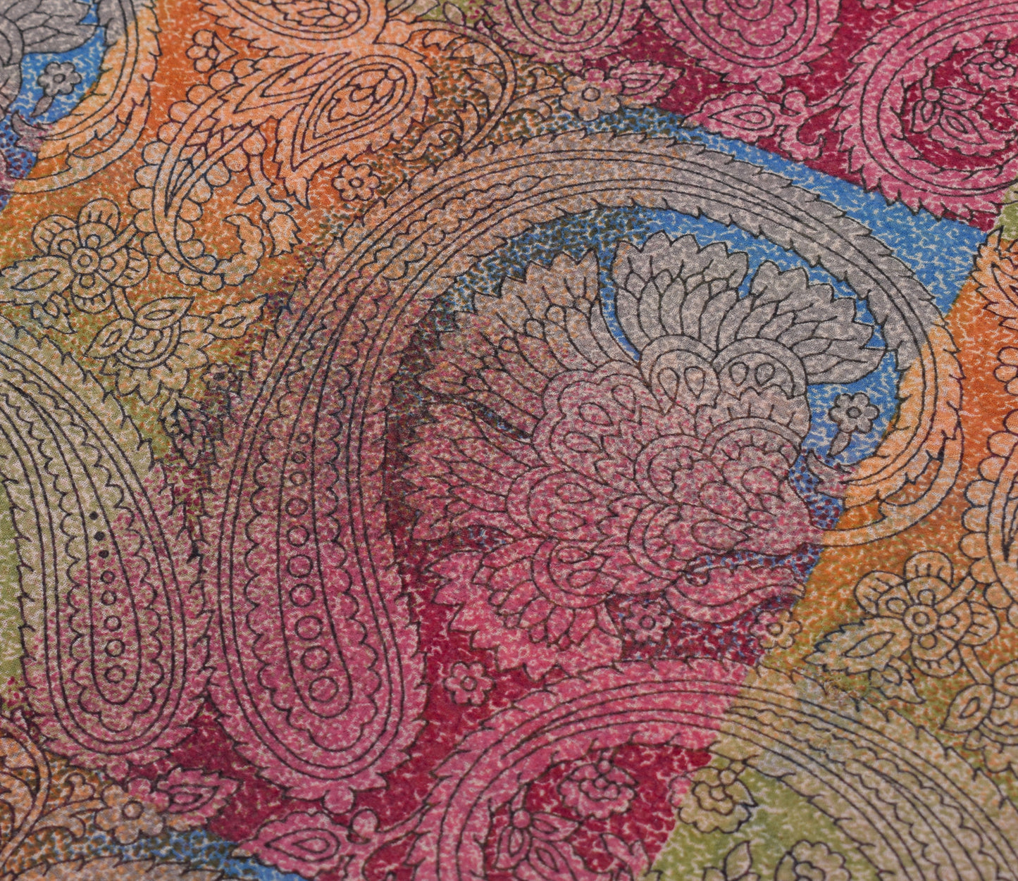 Sushila Vintage Saree Blend Georgette Silk Printed Paisley 5 Yard Craft Fabric