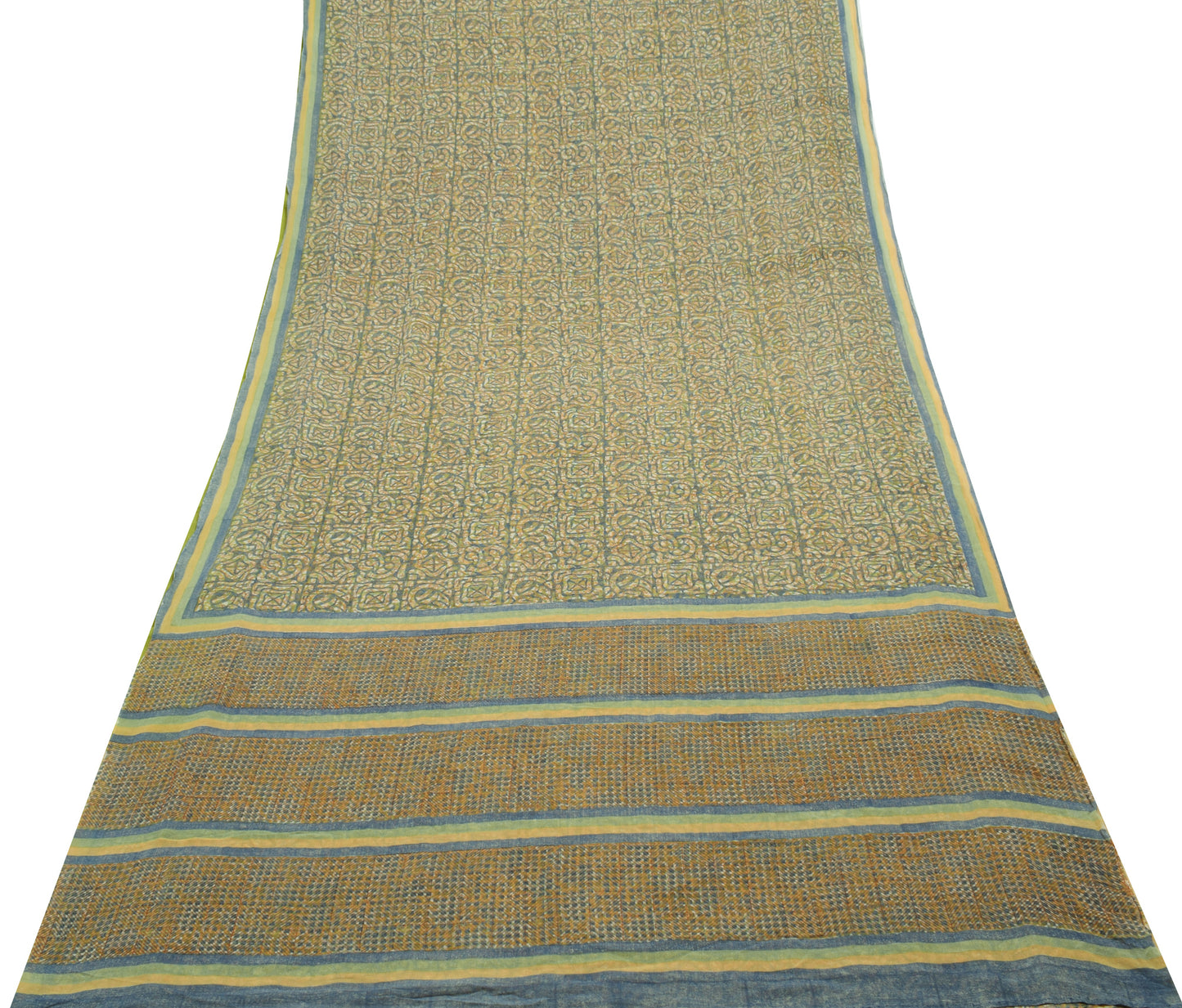 Sushila Vintage Indian Saree 100% Pure Georgette Silk Printed 5 YD Craft Fabric