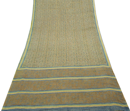 Sushila Vintage Indian Saree 100% Pure Georgette Silk Printed 5 YD Craft Fabric