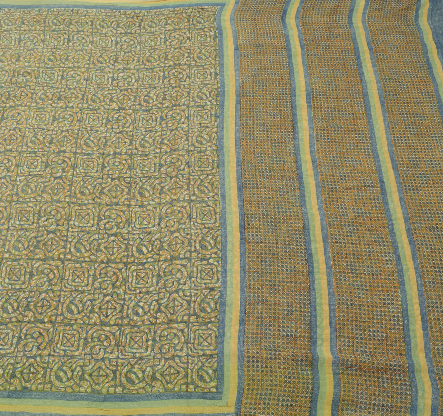 Sushila Vintage Indian Saree 100% Pure Georgette Silk Printed 5 YD Craft Fabric