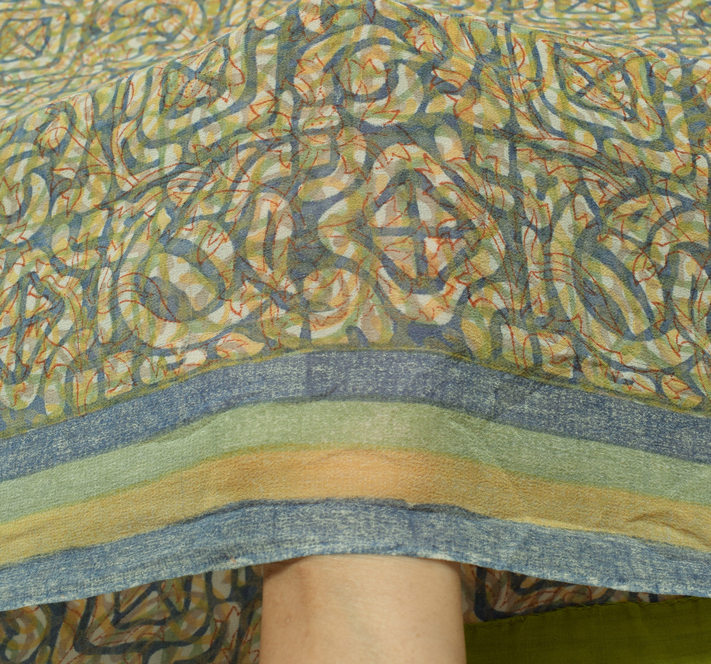 Sushila Vintage Indian Saree 100% Pure Georgette Silk Printed 5 YD Craft Fabric