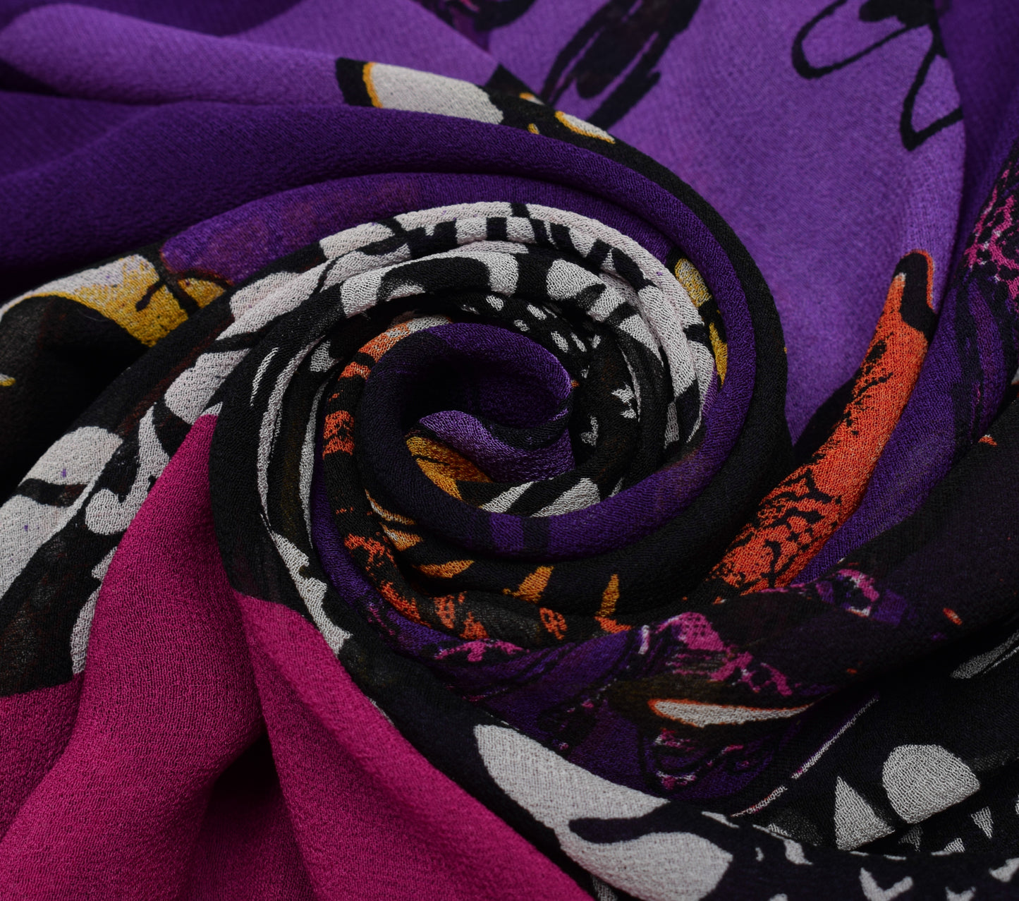 Sushila Vintage Purple Saree 100% Pure Georgette Silk Printed Birds Craft Fabric