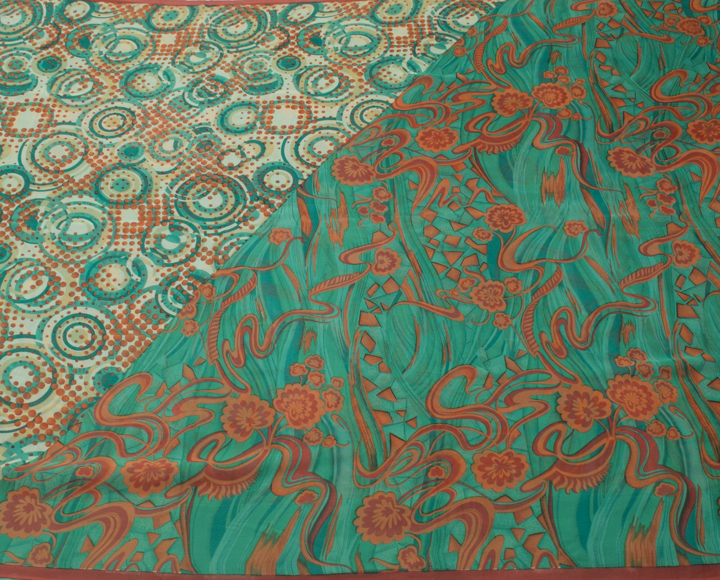 Sushila Vintage Saree 100% Pure Georgette Silk Printed Polka Dots Craft Fabric