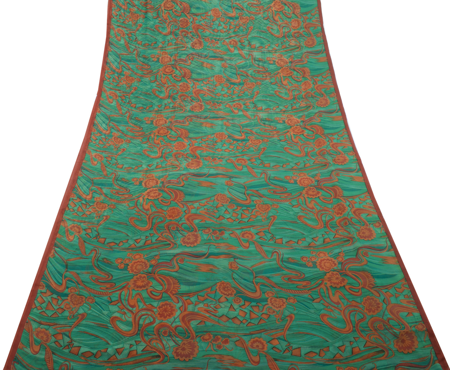 Sushila Vintage Saree 100% Pure Georgette Silk Printed Polka Dots Craft Fabric