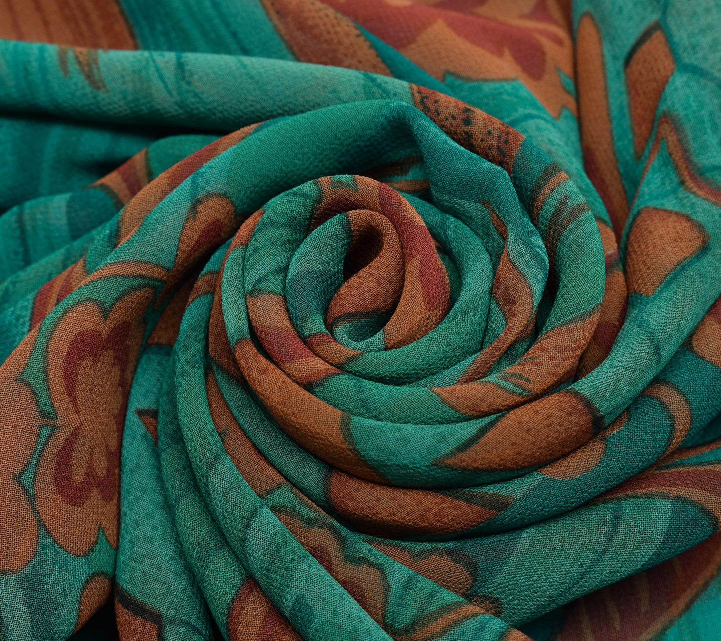 Sushila Vintage Saree 100% Pure Georgette Silk Printed Polka Dots Craft Fabric