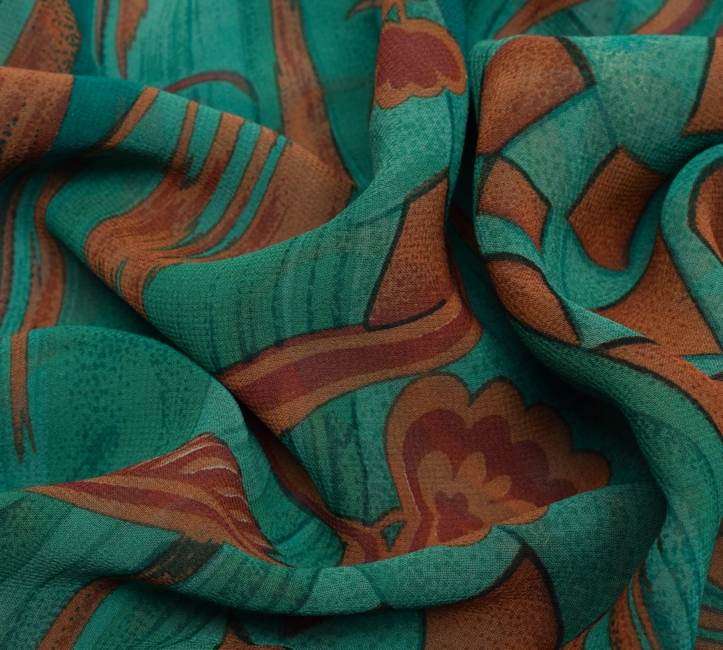 Sushila Vintage Saree 100% Pure Georgette Silk Printed Polka Dots Craft Fabric