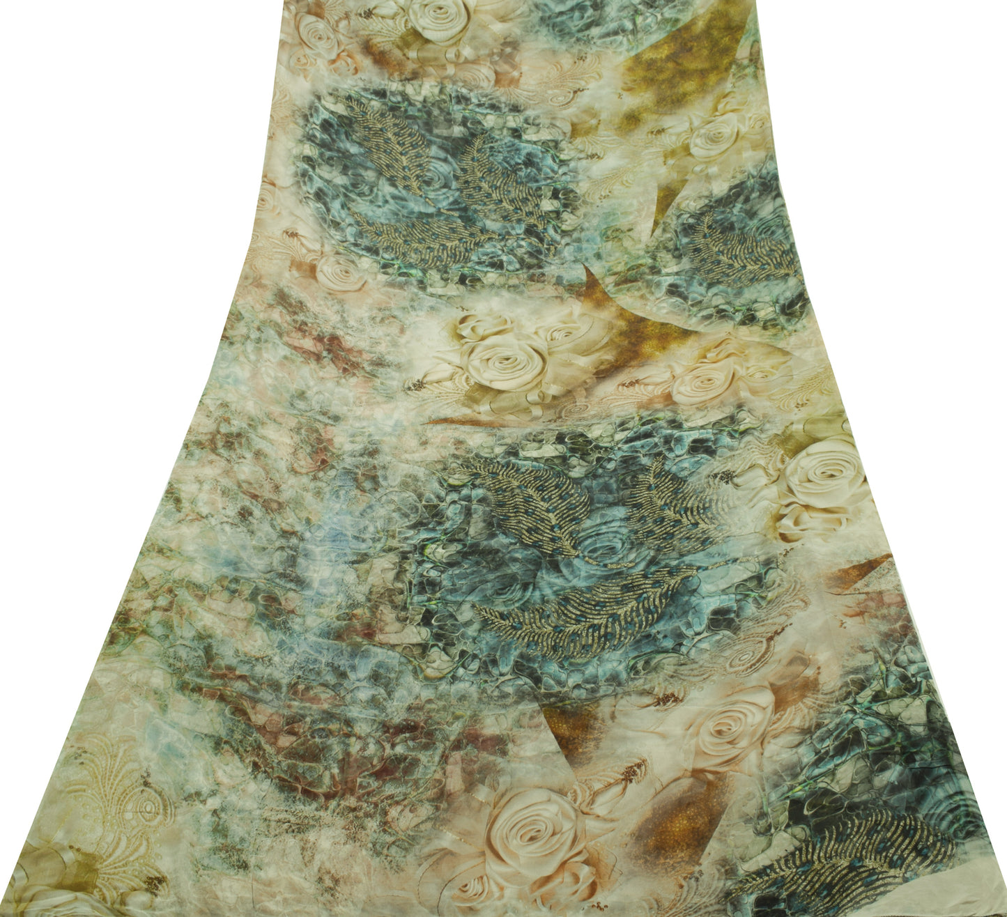 Sushila Vintage Saree 100% Pure Georgette Digital Printed Floral Craft Fabric