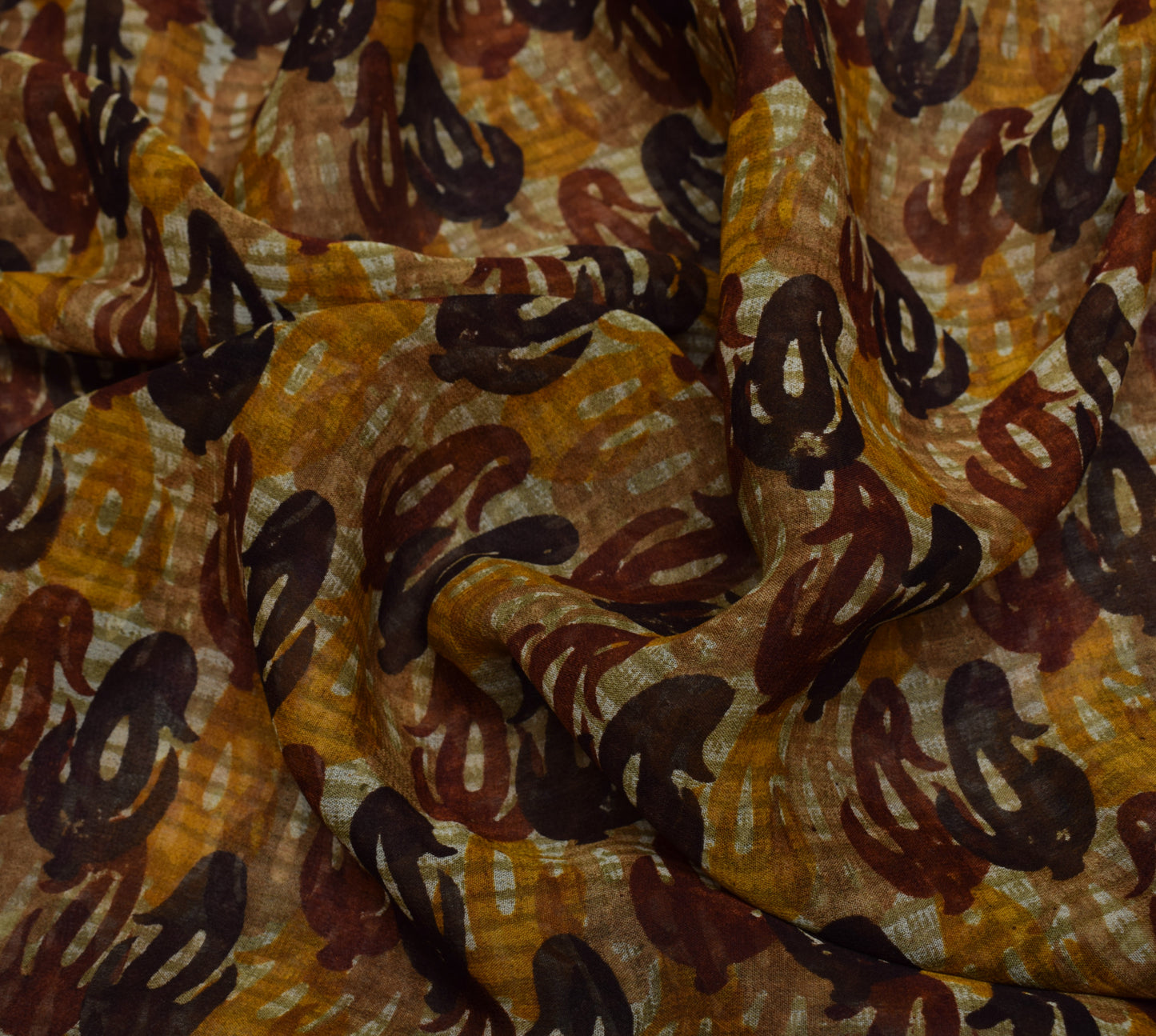 Sushila Vintage Saree 100% Pure Georgette Silk Printed Paisley 5 YD Craft Fabric