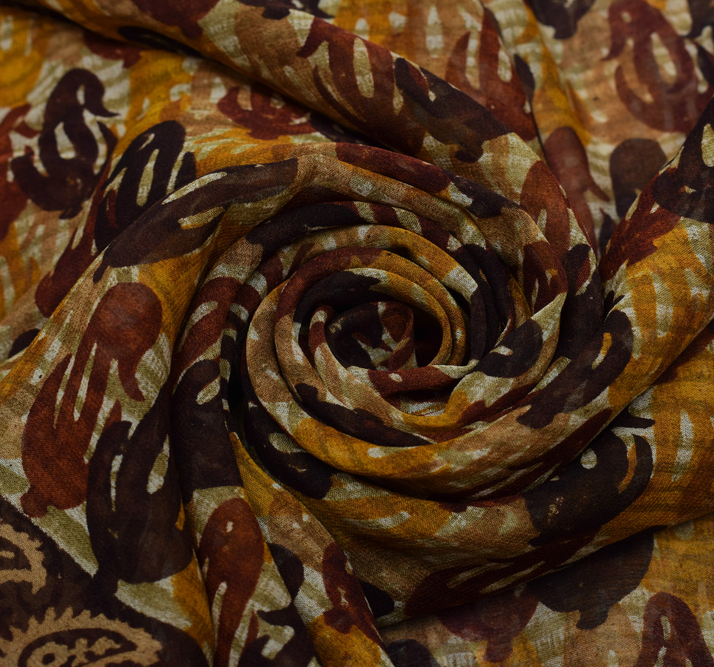 Sushila Vintage Saree 100% Pure Georgette Silk Printed Paisley 5 YD Craft Fabric