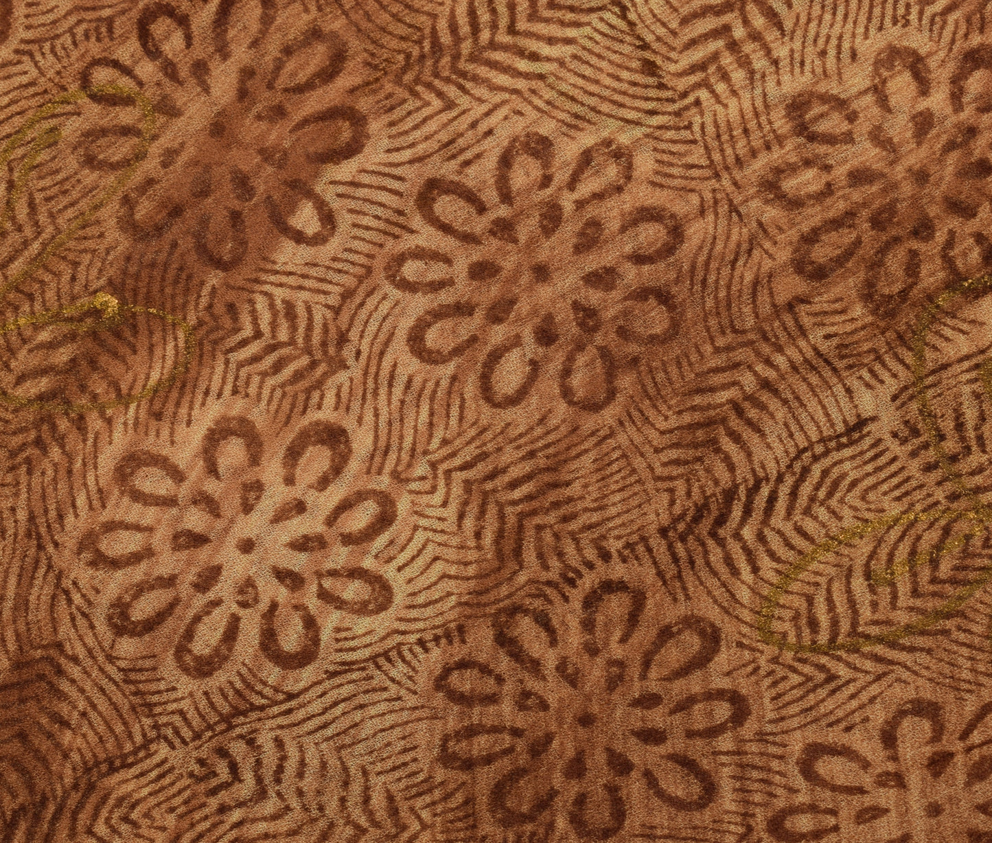 Sushila Vintage Brown Saree 100% Pure Georgette Silk Printed Floral Craft Fabric