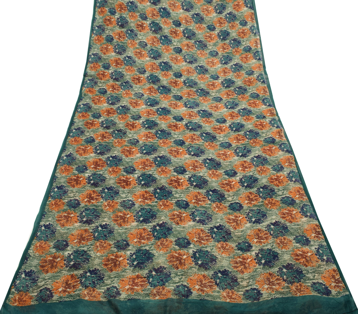 Sushila Vintage Saree 100% Pure Georgette Silk Printed Floral 5 YD Craft Fabric