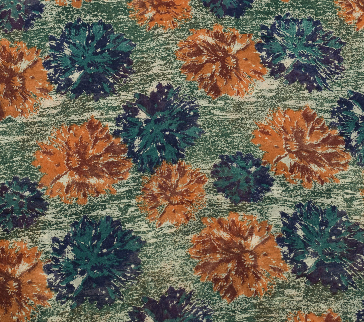 Sushila Vintage Saree 100% Pure Georgette Silk Printed Floral 5 YD Craft Fabric