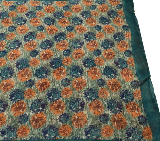 Sushila Vintage Saree 100% Pure Georgette Silk Printed Floral 5 YD Craft Fabric