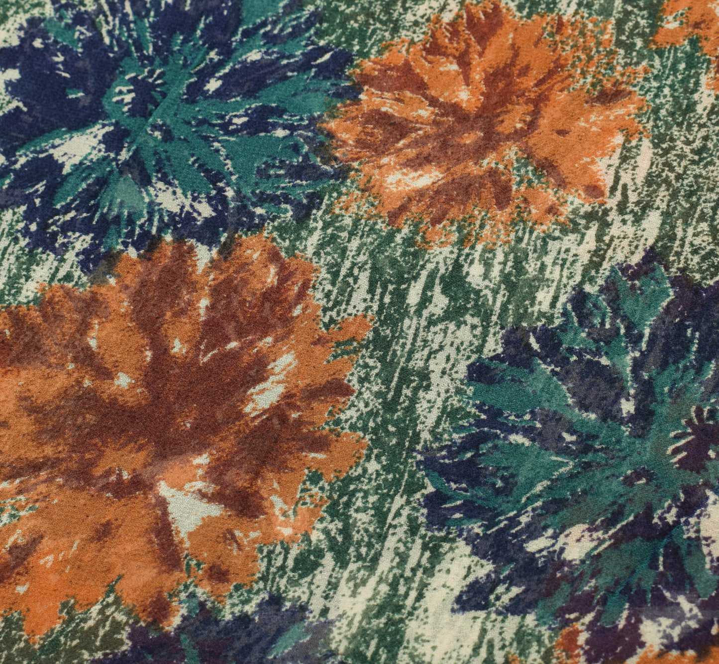 Sushila Vintage Saree 100% Pure Georgette Silk Printed Floral 5 YD Craft Fabric