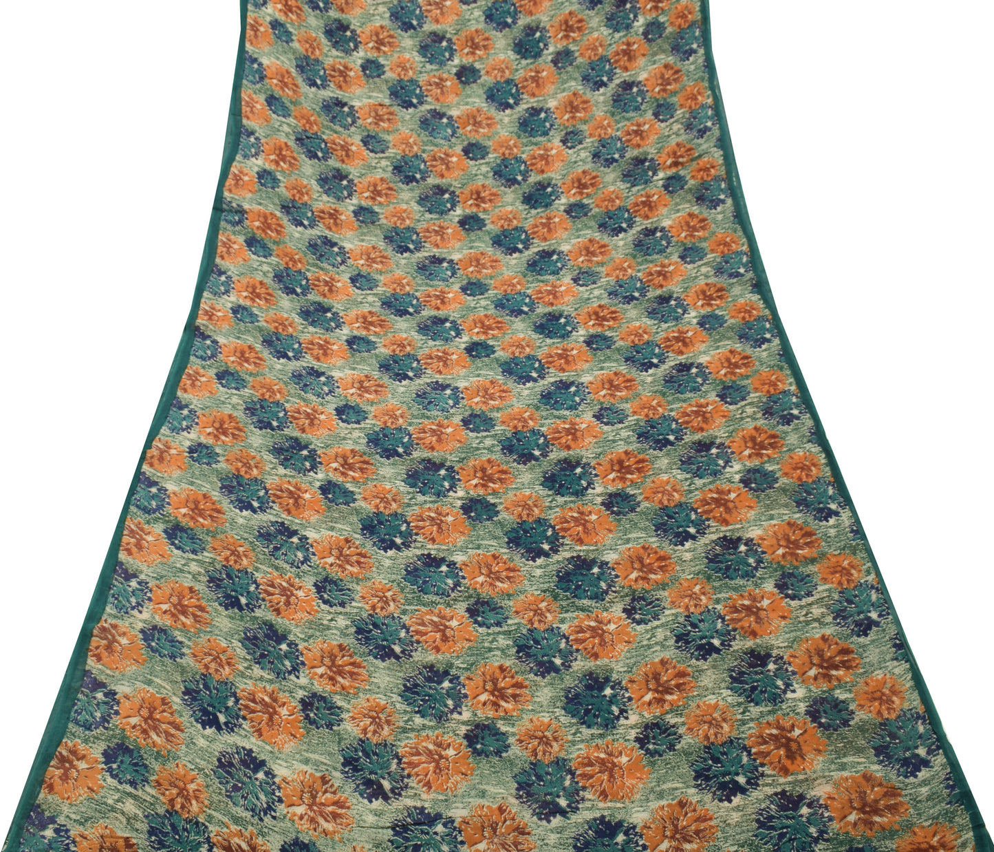 Sushila Vintage Saree 100% Pure Georgette Silk Printed Floral 5 YD Craft Fabric