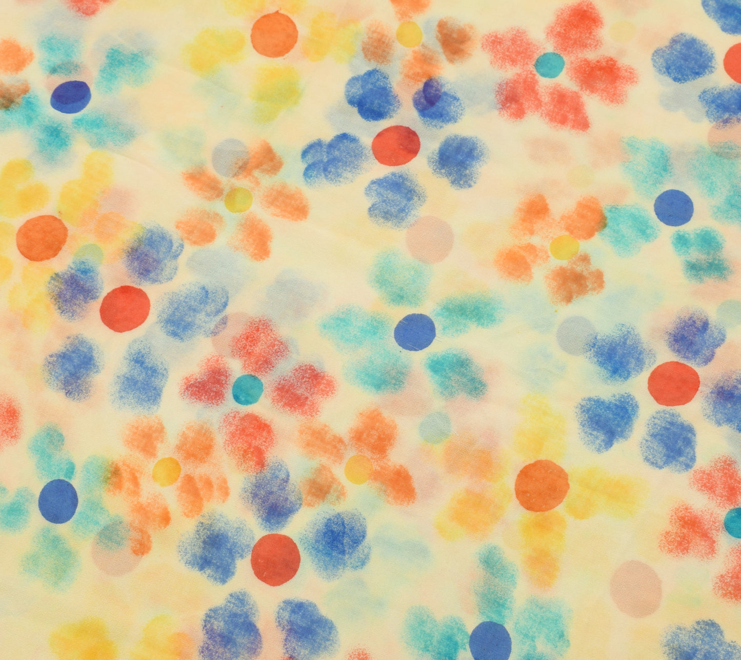 Sushila Vintage Cream Saree Pure Georgette Silk Printed Polka Dots Craft Fabric