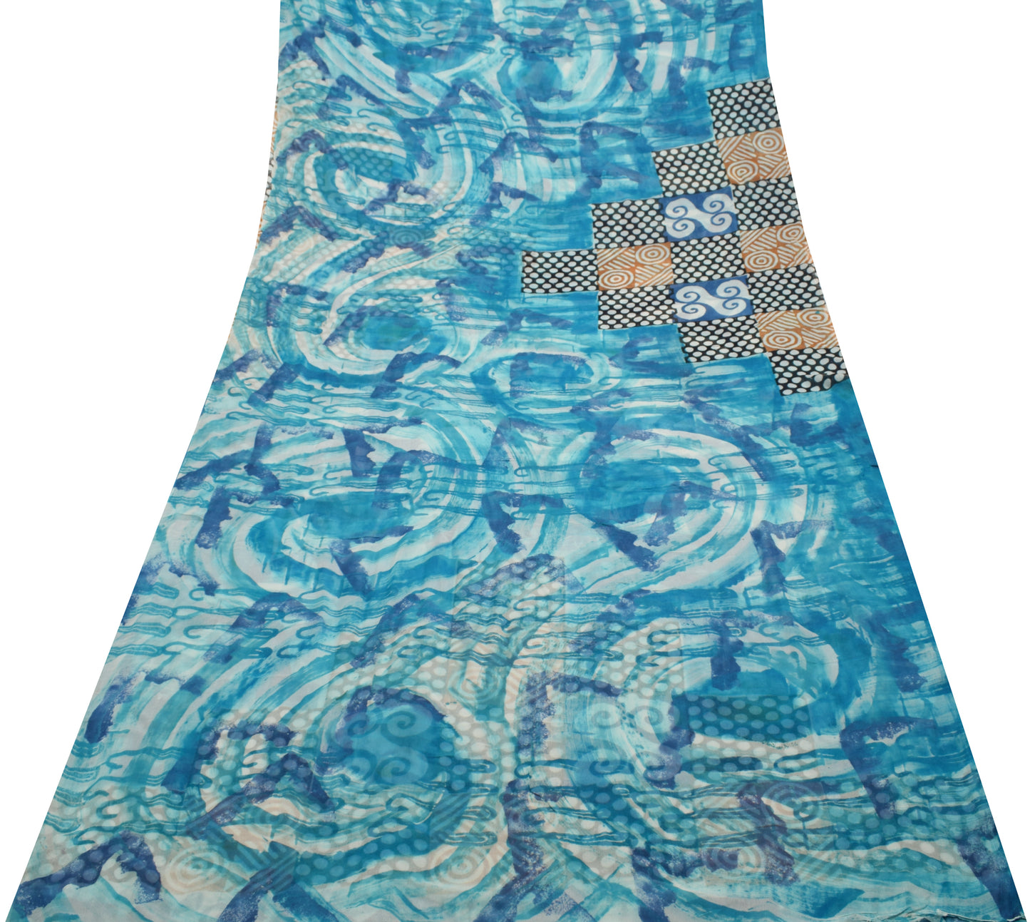 Sushila Vintage Indian Saree 100% Pure Georgette Silk Printed 5 YD Craft Fabric