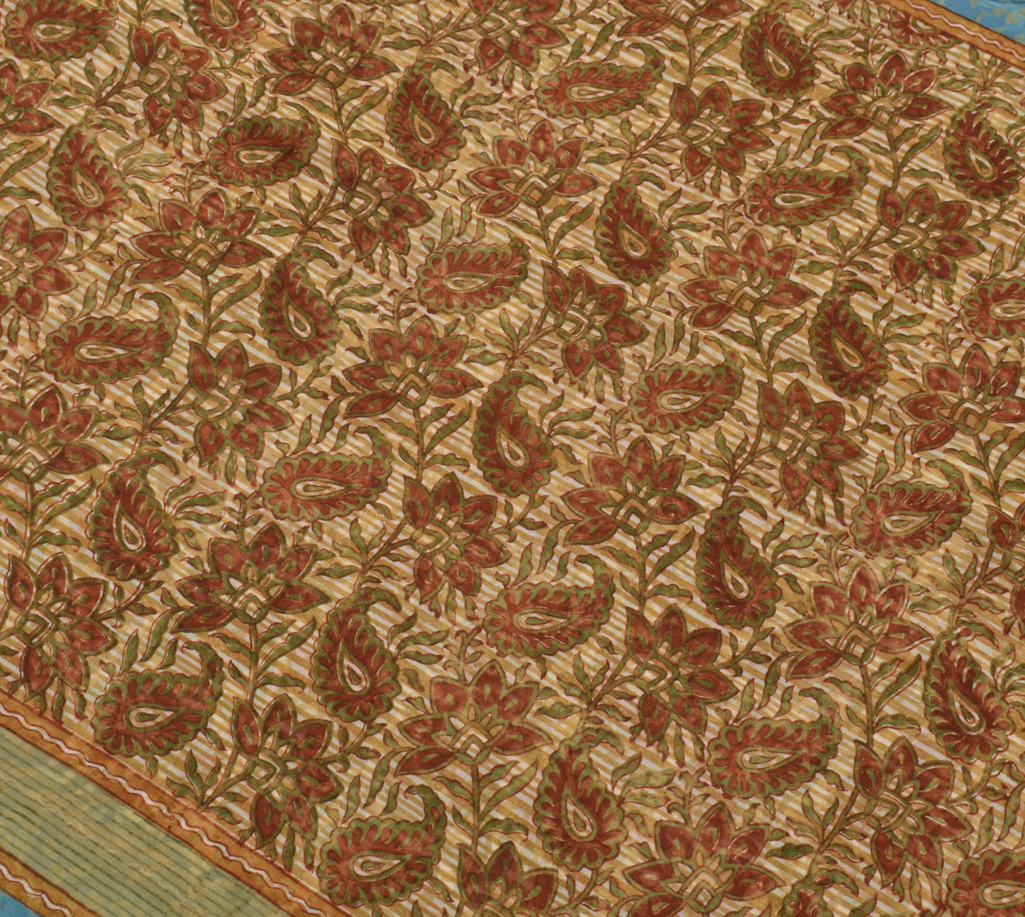 Sushila Vintage Saree 100% Pure Georgette Silk Printed Paisley 5 YD Craft Fabric