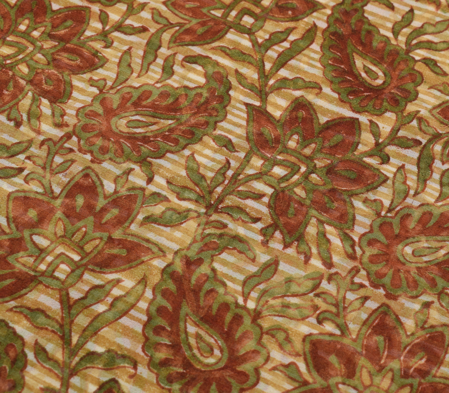 Sushila Vintage Saree 100% Pure Georgette Silk Printed Paisley 5 YD Craft Fabric