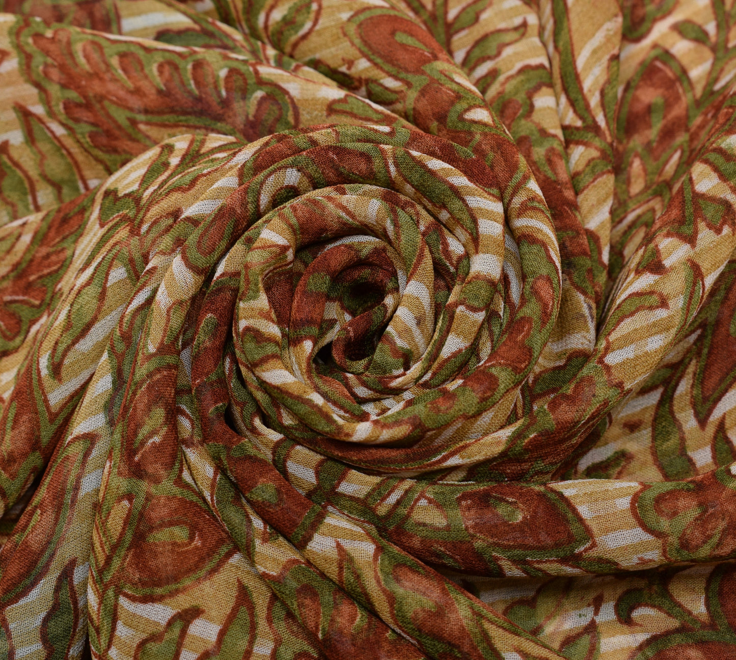 Sushila Vintage Saree 100% Pure Georgette Silk Printed Paisley 5 YD Craft Fabric