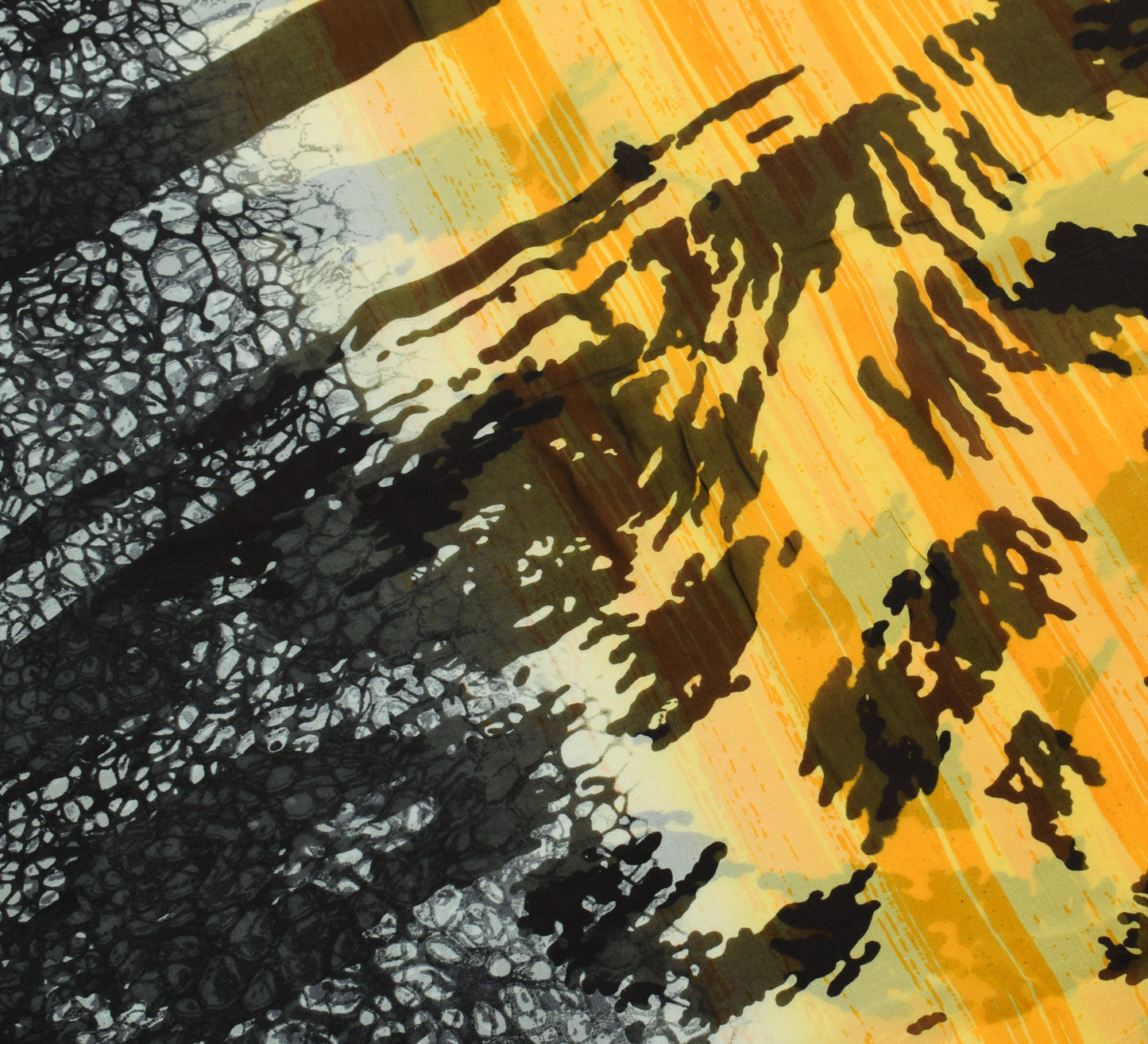 Sushila Vintage Yellow & Black Saree 100% Pure Georgette Printed Craft Fabric