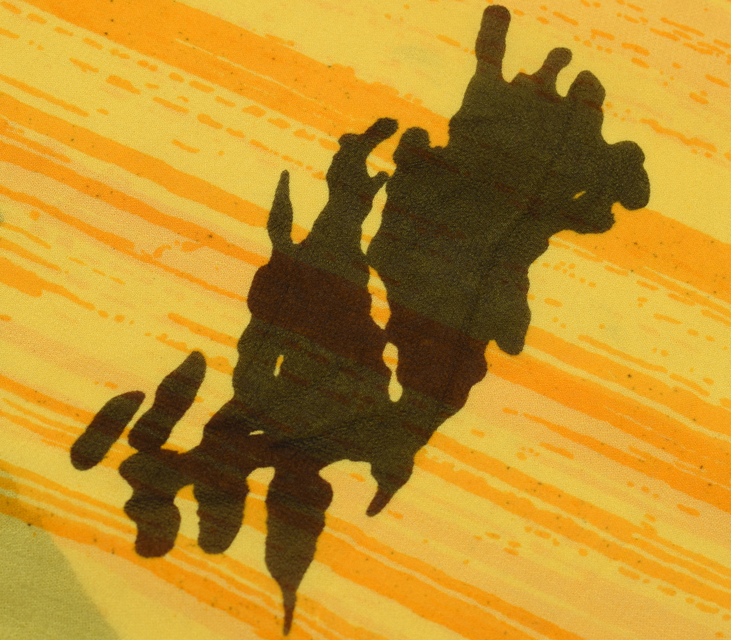 Sushila Vintage Yellow & Black Saree 100% Pure Georgette Printed Craft Fabric