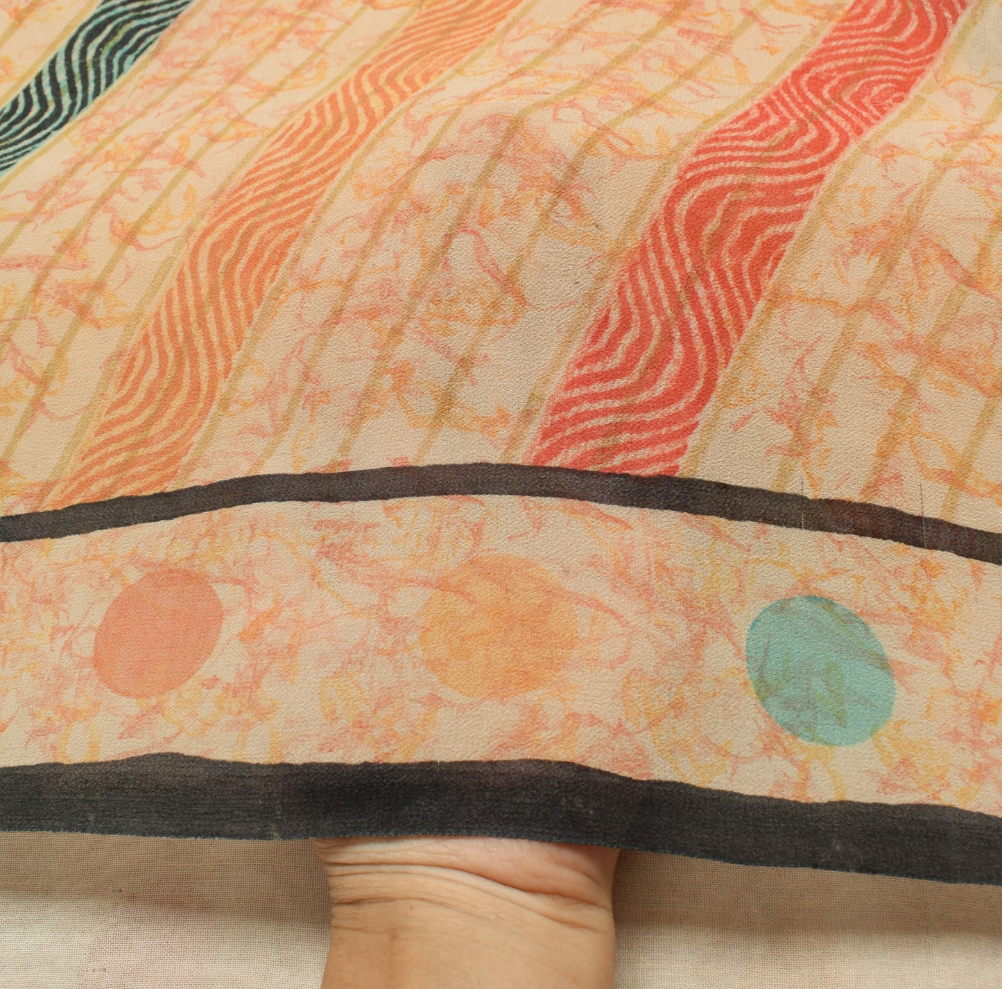 Sushila Vintage Indian Saree 100% Pure Georgette Silk Printed 5 YD Craft Fabric