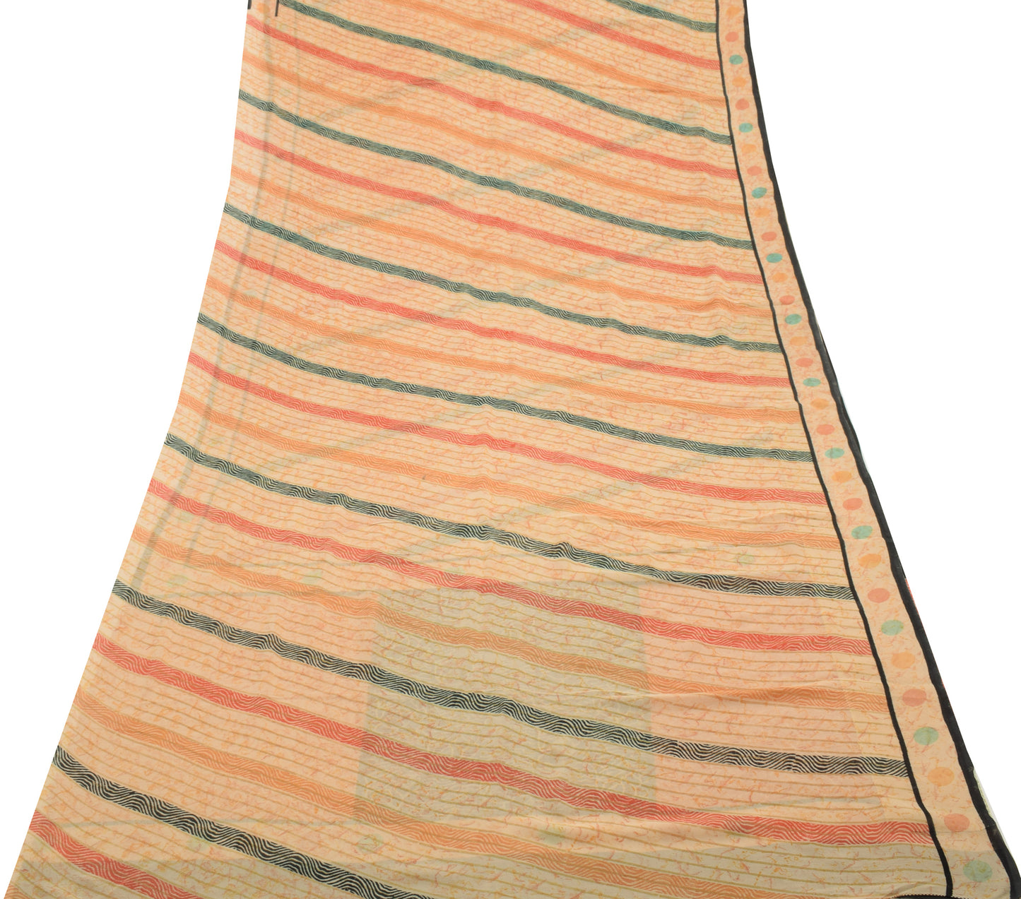 Sushila Vintage Indian Saree 100% Pure Georgette Silk Printed 5 YD Craft Fabric