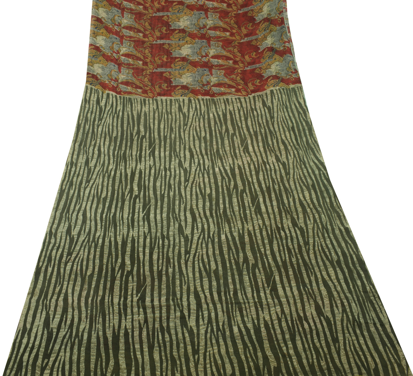 Sushila Vintage Indian Saree 100% Pure Georgette Silk Printed 5 YD Craft Fabric