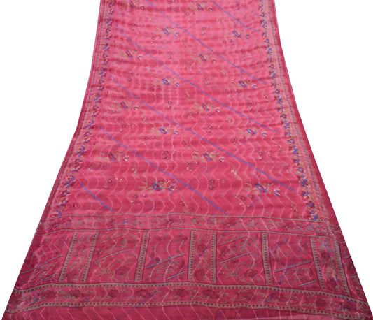 Sushila Vintage Saree 100% Pure Georgette Silk Printed Floral 5 YD Craft Fabric