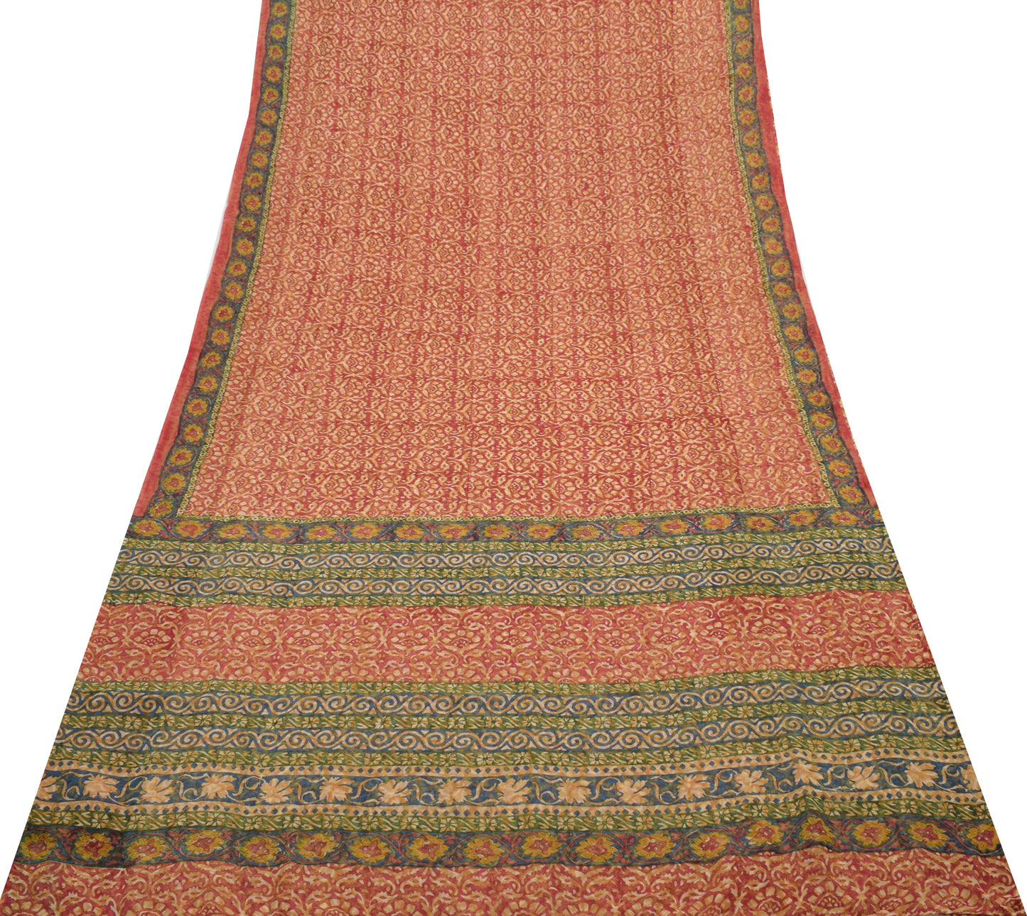 Sushila Vintage Pink Saree 100% Pure Georgette Silk Printed Floral Craft Fabric