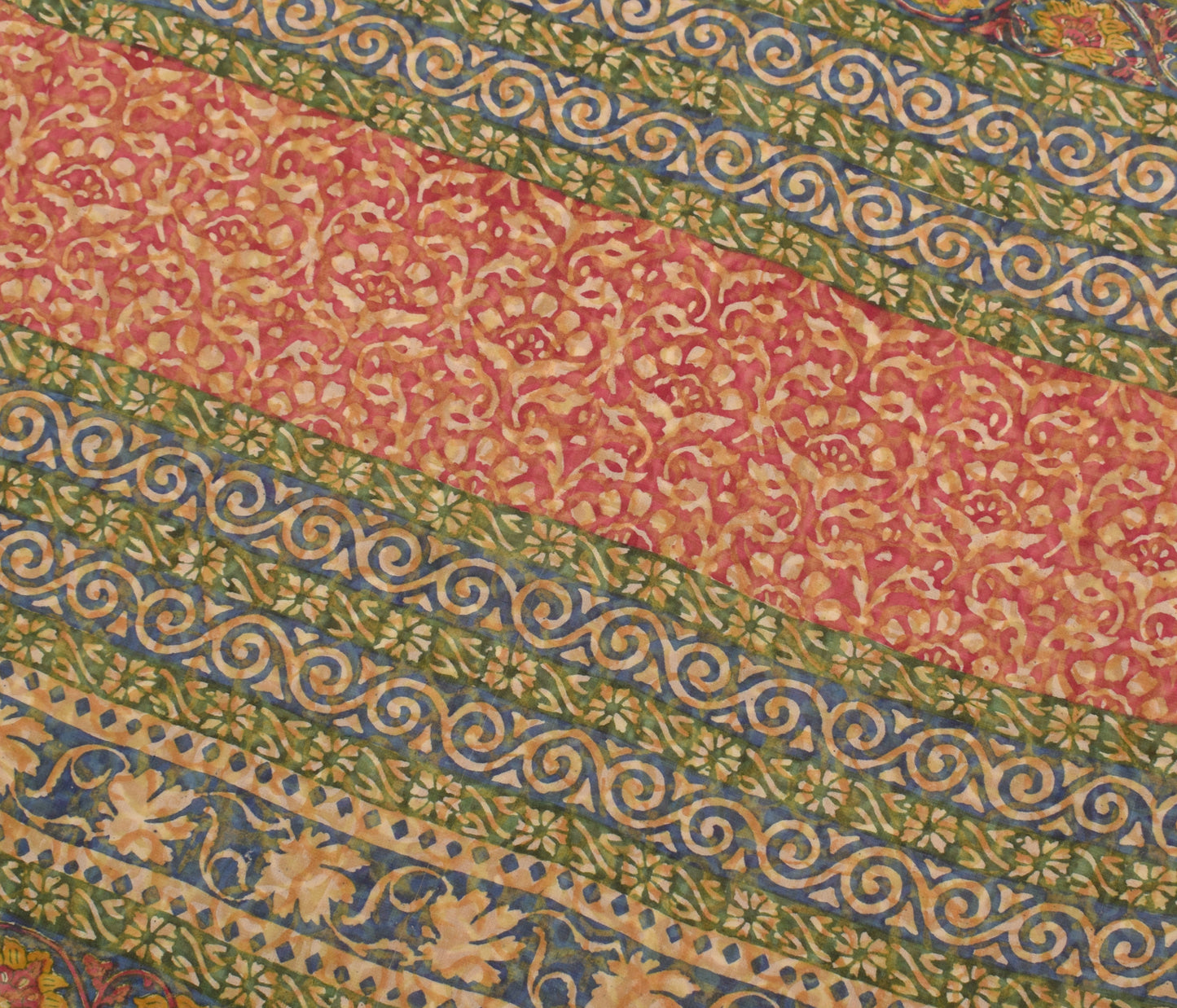 Sushila Vintage Pink Saree 100% Pure Georgette Silk Printed Floral Craft Fabric