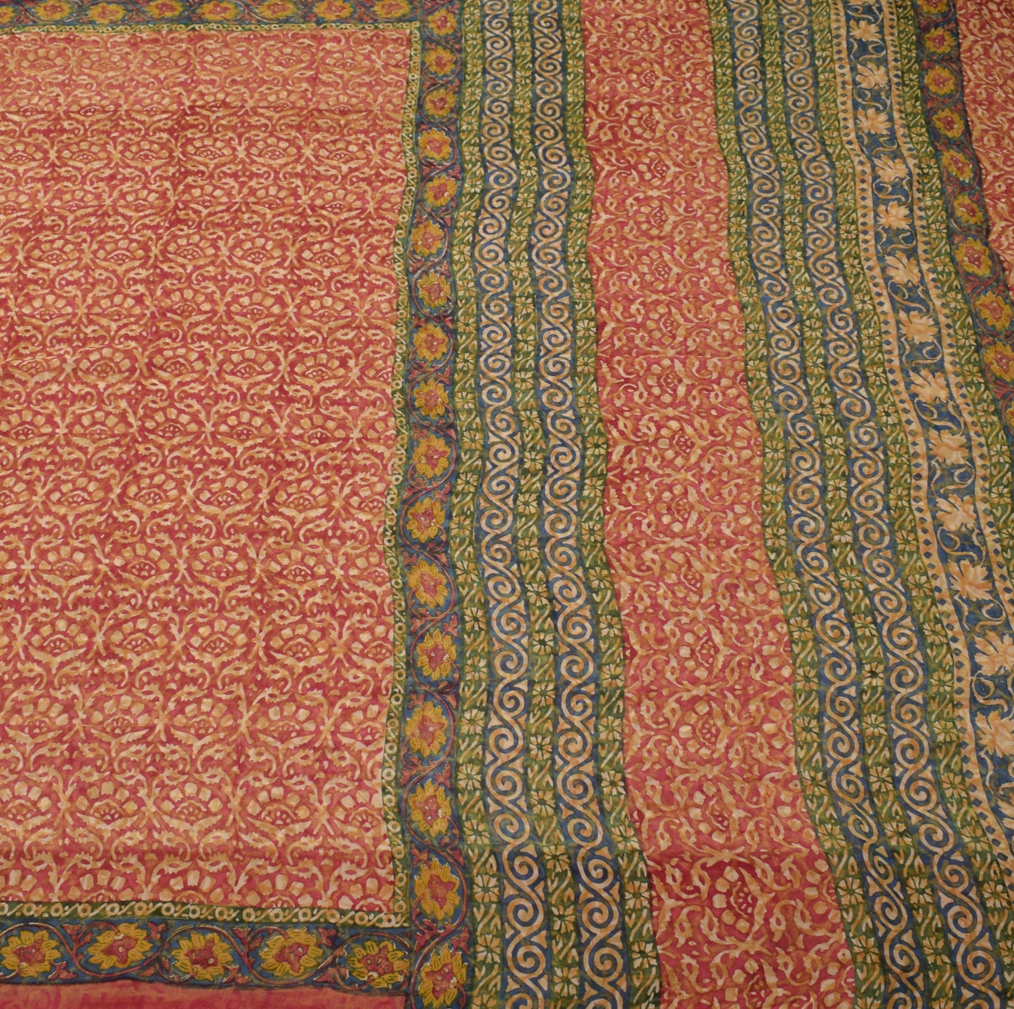 Sushila Vintage Pink Saree 100% Pure Georgette Silk Printed Floral Craft Fabric