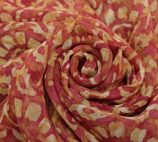 Sushila Vintage Pink Saree 100% Pure Georgette Silk Printed Floral Craft Fabric