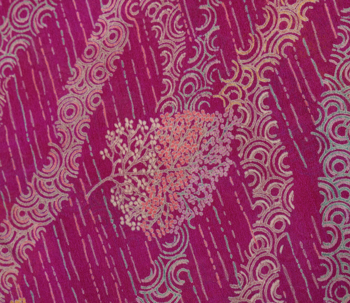 Sushila Vintage Purple Saree 100%Pure Georgette Silk Printed Floral Craft Fabric