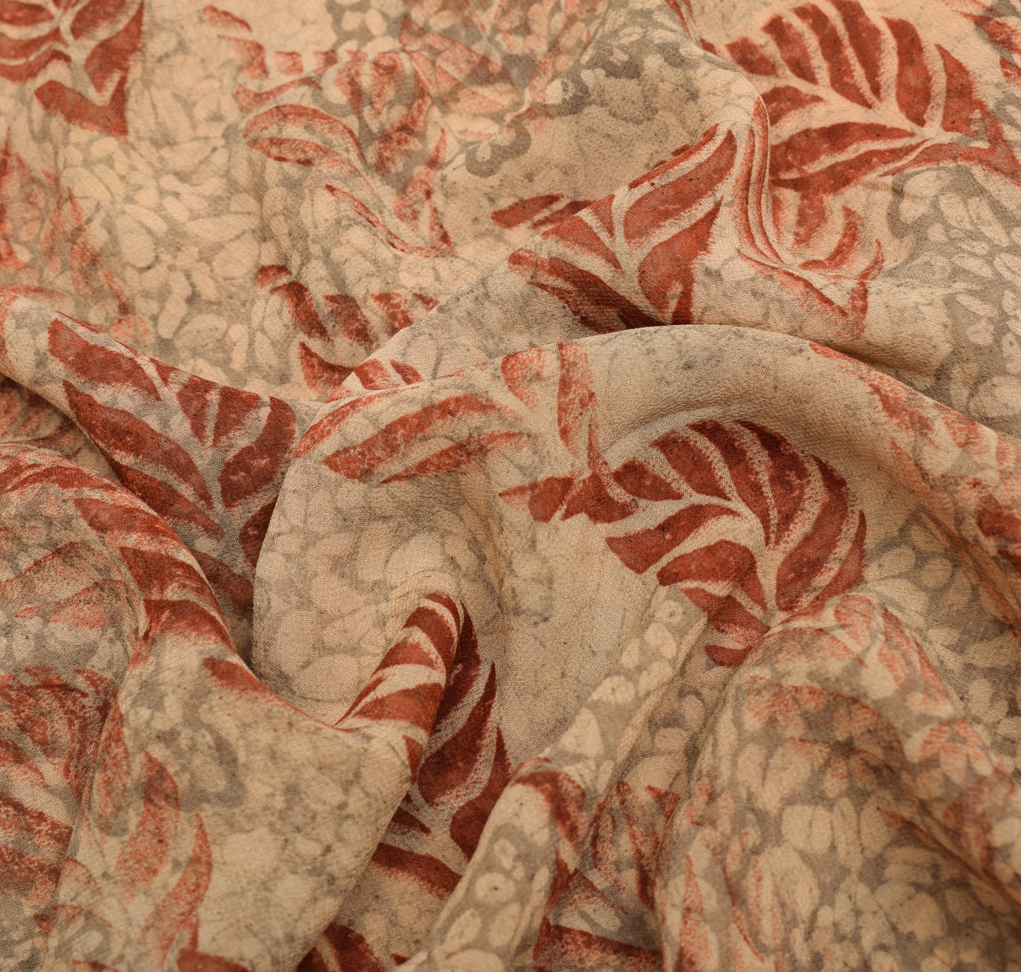 Sushila Vintage Brown Saree 100% Pure Georgette Silk Printed Floral Craft Fabric