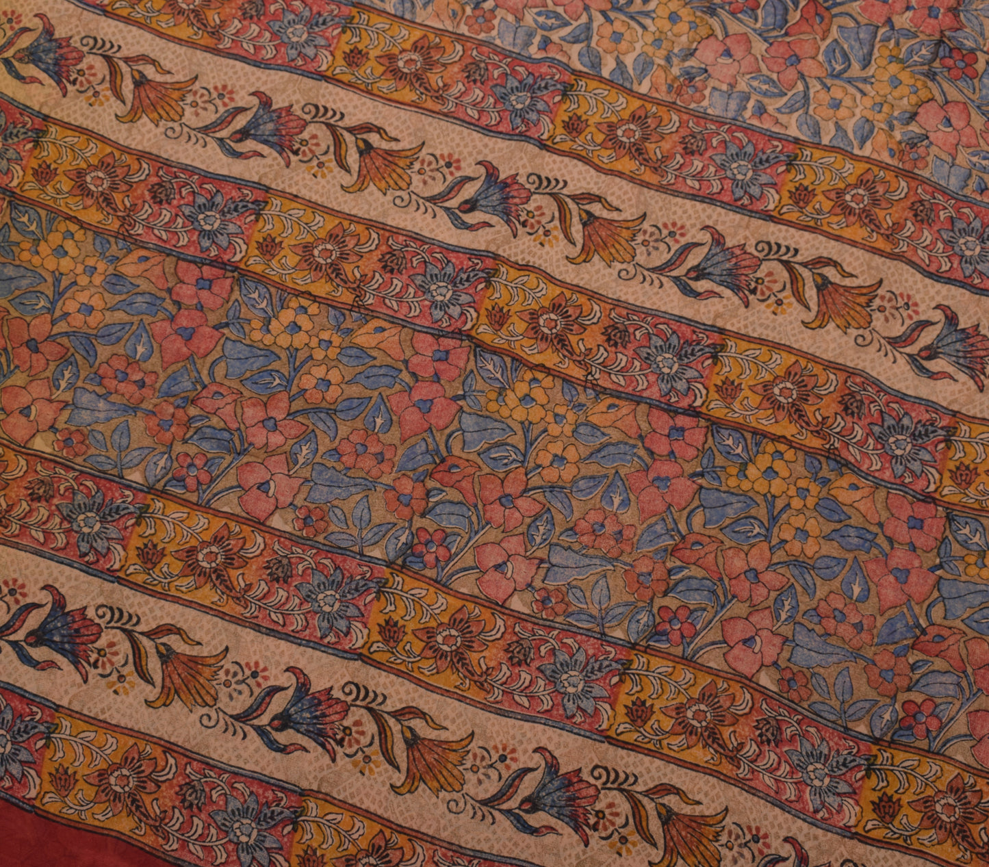 Sushila Vintage Mustard Saree Pure Georgette Silk Printed Floral Craft Fabric