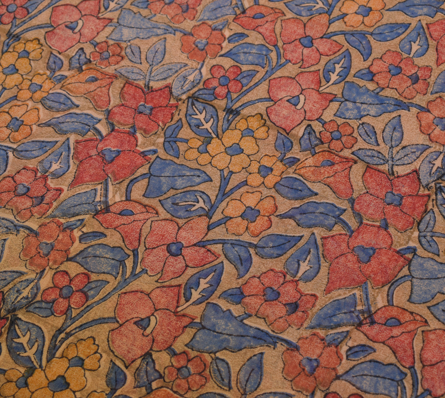 Sushila Vintage Mustard Saree Pure Georgette Silk Printed Floral Craft Fabric